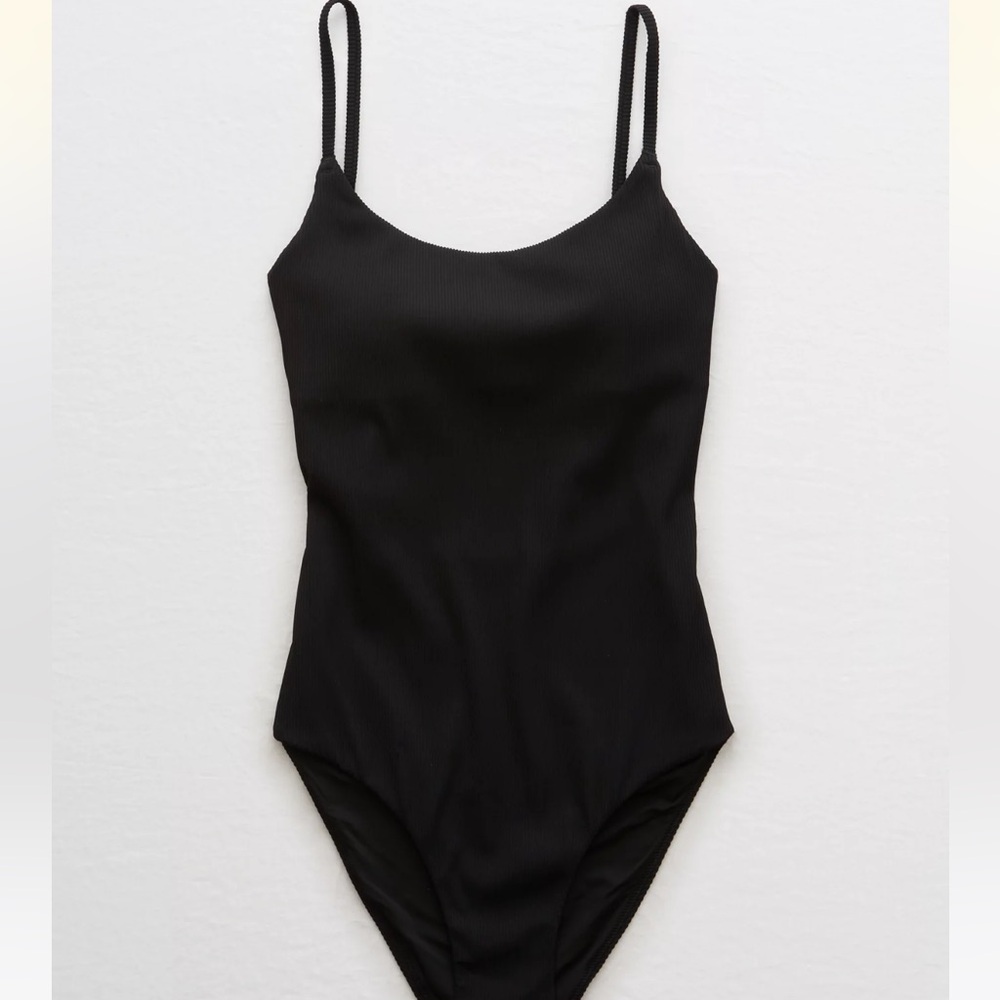 Black One Piece Swimsuit with Back Tie